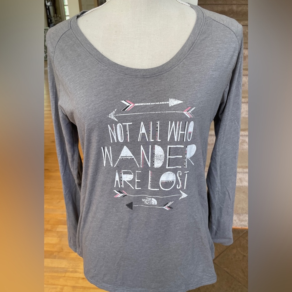 The North Face Gray Long Sleeve Tee with Graphic
